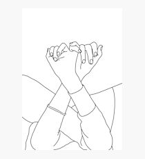 Linked fingers line drawing illustration - Aisha Photographic Print
