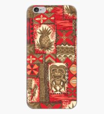 Pomaika’i Tiki Hawaiian Vintage Tapa - Red & Brown iPhone Case