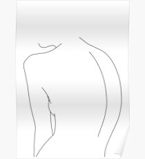Nude back line drawing illustration - Alex Poster
