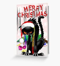 Evil Black Cat VS Christmas Tree Greeting Card