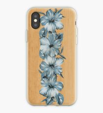 Lanai Distressed Hawaiian Hibiscus - Steel Blue iPhone Case