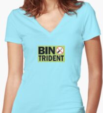 THREE PRONGS Women's Fitted V-Neck T-Shirt