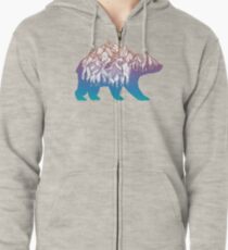 Wunderlust Rainbow Bear with Mountains Landscape and Trees Zipped Hoodie