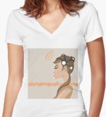 EEG Machine Women's Fitted V-Neck T-Shirt