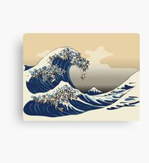 The Great Wave of Pugs Vanilla Sky Canvas Print