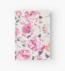 Modern vintage pink black roses floral pattern Hardcover Journal
