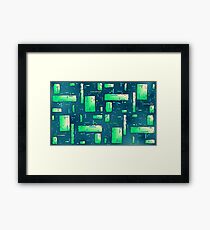 Dark Blue Green Rectangles Framed Print