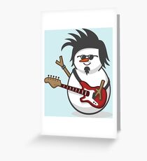 Cute Electric Guitar Disguised Snowmen Greeting Card