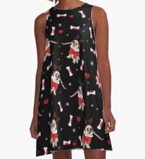 Vestido acampanado Patrón de Navidad Pug