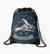 Snow Globe Matterhorn Drawstring Bag