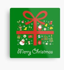 Merry Christmas Gift green Metal Print