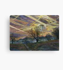Sky Trails - Dawn Landscape Embroidery - Textile Art Canvas Print