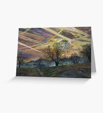 Tarjeta de felicitación Sky Trails - Dawn Landscape Embroidery - Textile Art