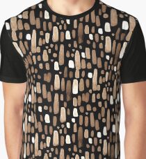 White brown watercolor strokes on a black background Graphic T-Shirt