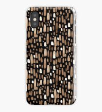 White brown watercolor strokes on a black background iPhone Case
