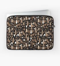 White brown watercolor strokes on a black background Laptop Sleeve
