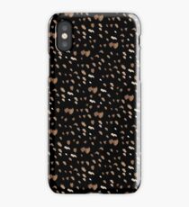 White brown watercolor specks on a black background iPhone Case