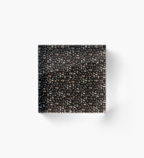 White brown watercolor specks on a black background Acrylic Block