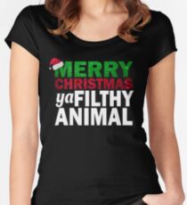MERRY CHRISTMAS YA FILTHY ANIMAL T-SHIRT Women's Fitted Scoop T-Shirt
