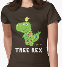 Funny Christmas Dinosaur Tree Rex Women's Fitted T-Shirt