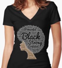 Black Woman Natural Hair Words In Afro Fitted V-Neck T-Shirt