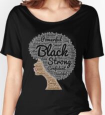 Black Woman Natural Hair Words In Afro Women's Relaxed Fit T-Shirt