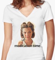 Medication Time Women's Fitted V-Neck T-Shirt