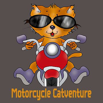 Motorcycle Catventure - Funny Cat on a Blue Motorcycle Kids T-Shirt by LV-creator