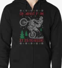 Dirt Bike Ugly Christmas Zipped Hoodie