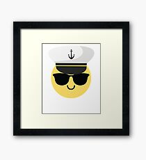 Captain Sailor Emoji Framed Print