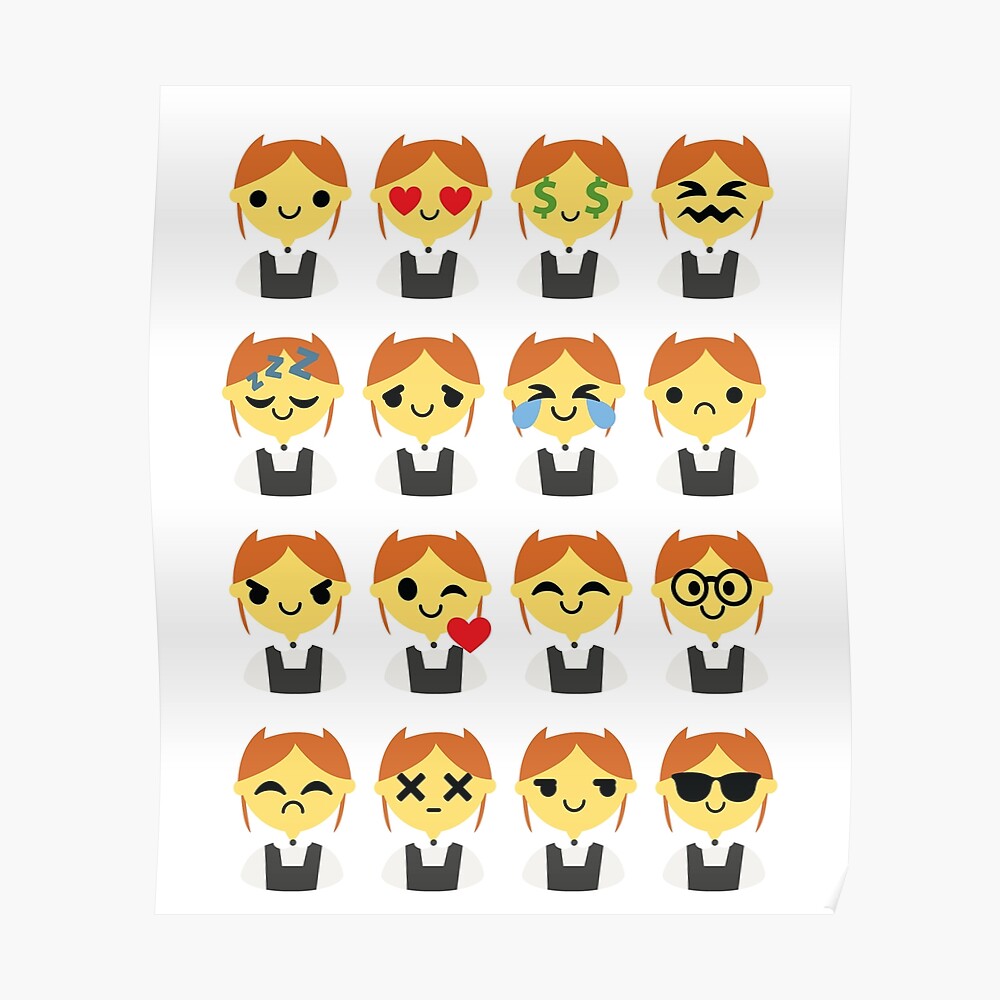"Waitress Maid Emoji " Poster by HippoEmo Redbubble