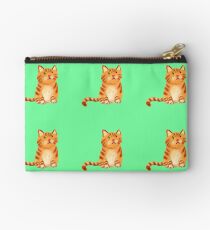 Ginger Cat on green Studio Pouch