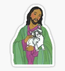 Jesus Holding Scared Cat Sticker
