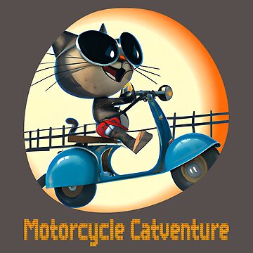 Motorcycle Catventure - Funny Cat on a Blue Motorcycle Kids T-Shirt by LV-creator