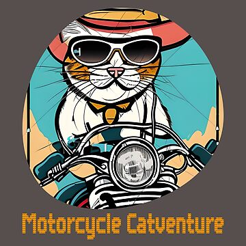 Motorcycle Catventure - Funny Cat on a Blue Motorcycle Kids T-Shirt by LV-creator