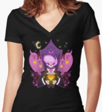 Mystery Skulls Ghost Women's Fitted V-Neck T-Shirt