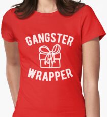 Gangster Wrapper Funny Christmas Women's Fitted T-Shirt
