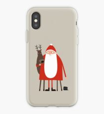Santa and his reindeer / Weihnachtsmann mit Rentier iPhone Case