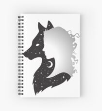 Cuaderno de espiral Ella lobo mujer y lobo con luna y estrellas