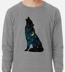 Wolf Silhouette mit Sternen und Mond Leichtes Sweatshirt