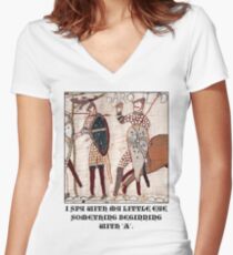 Bayeux Tapestry - I Spy With My Little Eye Something Beginning With 'A' Women's Fitted V-Neck T-Shirt