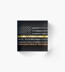 Dispatcher Gifts - Thin Gold Line - Thin Yellow Line - 911 Emergency Dispatchers Acrylic Block