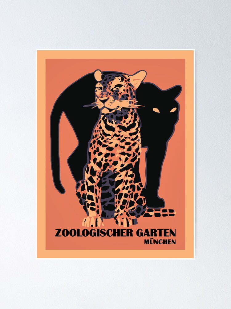 Retro Vintage Munich Zoo Big Cats Poster By Aapshop Redbubble