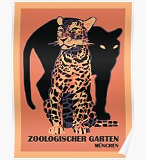 Retro Vintage München Zoo Großkatzen Poster