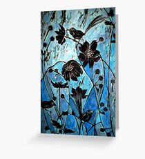 Blue Japanase Woodcut Greeting Card