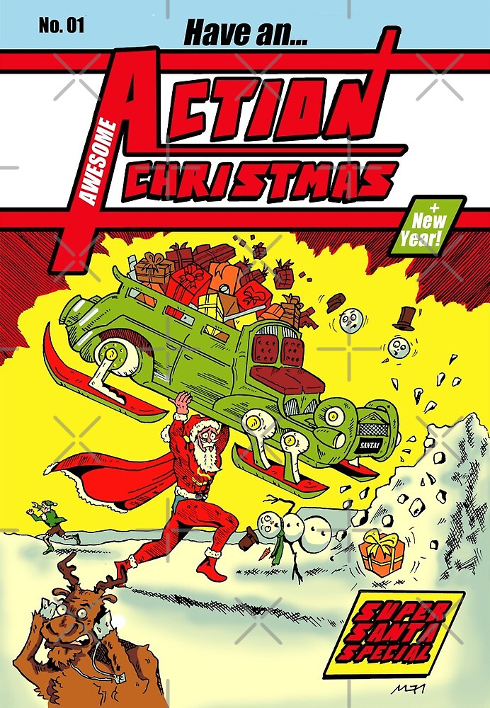 "Action Christmas Super Santa!" by Jokertoons Redbubble