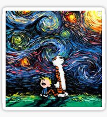 Calvin and Hobbes-Starry Night Sticker