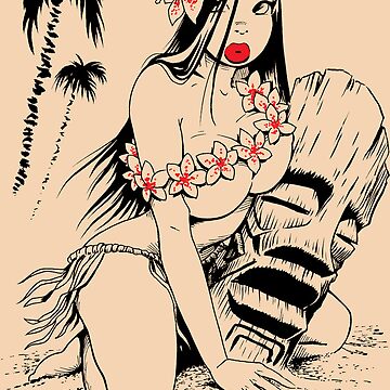 Artwork thumbnail, Hula Girl and Tiki # 3 by gWebberArts