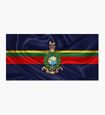Royal Marines - RM Badge over Royal Marine Flag Photographic Print