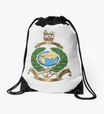 Royal Marines - RM Badge over White Leather Drawstring Bag